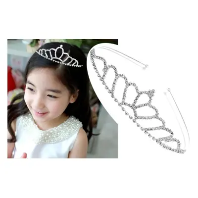 Křišťálová Tiara Diadém pro svatební ozdoby do vlasů, délka 13 cm, výška 3,5 cm, materiál cínový