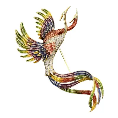 Flamenco Mystique Elegantní Ozdobná Brož Birds of Paradise s Krystaly, 7 cm x 4,7 cm, Bez Niklu 