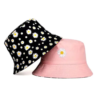 Oboustranný klobouk BUCKET HAT FISHER Daisy, černá barva, univerzální