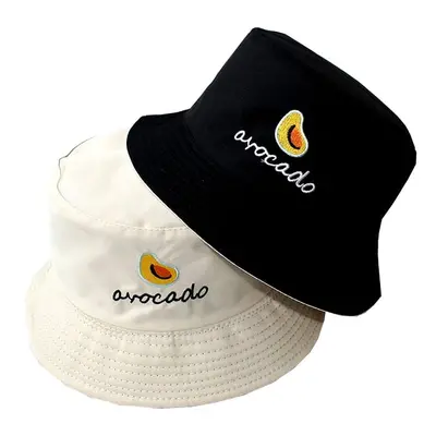 Oboustranný Klobouk Avocado BUCKET HAT, černá/světle béžová s avokádovou ražbou, polyester/bavln