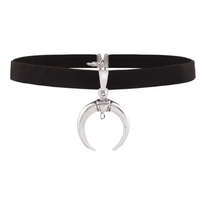 Náhrdelník Choker KORONKA, černý, délka 32 cm s prodloužením 6 cm, šířka 1 cm