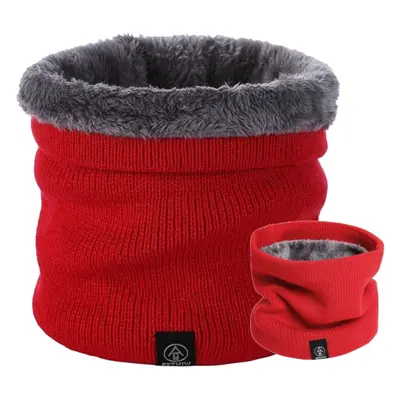 Zateplená zimní šála snood červená - 100% polyester, univerzální velikost, 22x20 cm