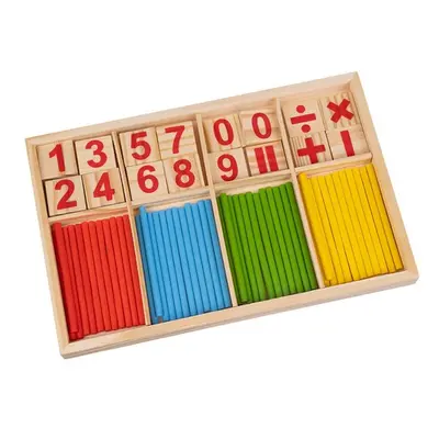 Kruzzel Dřevěné Počítací Tyčinky pro Učení Matematiky, Barevné, 15/23/1.7 cm