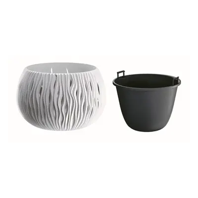 Květináč s vkladem SANDY BOWL bílý 18cm