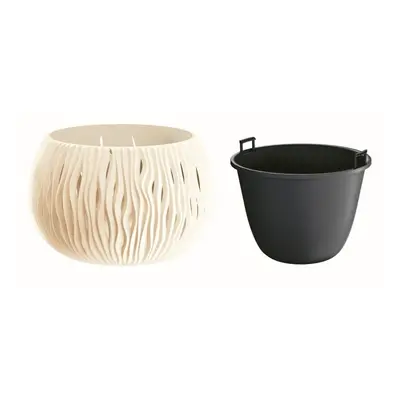 Květináč s vkladem SANDY BOWL krémový 18cm