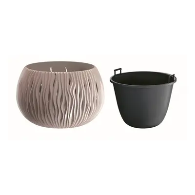 Květináč s vkladem SANDY BOWL mocca 18cm