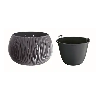 Květináč s vkladem SANDY BOWL antracit 18cm