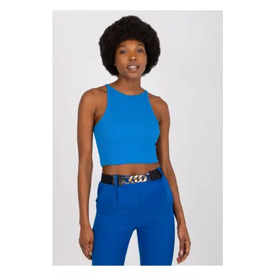 RUE PARIS Žebrovaný crop top Colette modrý