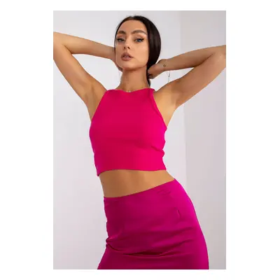 RUE PARIS Žebrovaný crop top Colette fuchsiový