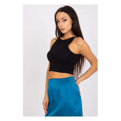 RUE PARIS Žebrovaný crop top Colette černý