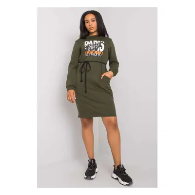 Lakerta Mikinové šaty plus size s potiskem khaki