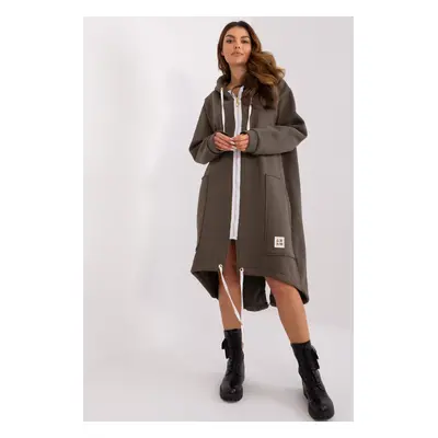 La Rosa Oversize mikina na zip s kapucí khaki