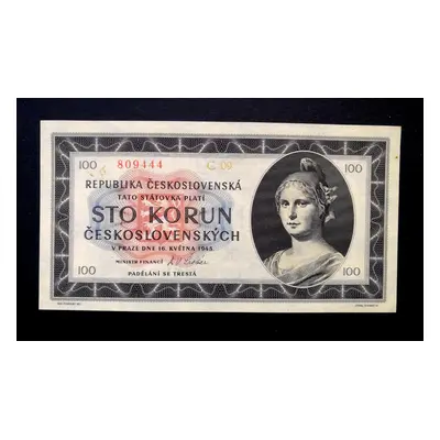 100 korun 1945 serie C 09 neperforovana stav Unc