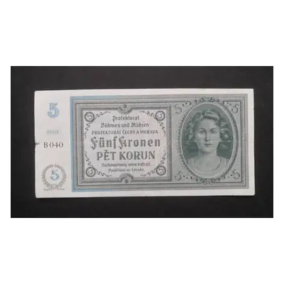 5 korun 1940serie B 040 neperforovana