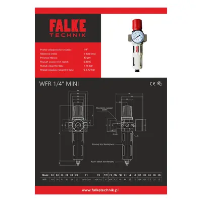 Reduktor tlakuodlučovač kondenzátu Falke Wfr mini - šroubení 1/4