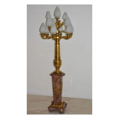 Zámecká podlahová lampa-mramor-bronz-sklo-220 cm