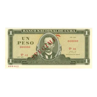 Kuba Banco Nacional 1 peso Specimen 1970