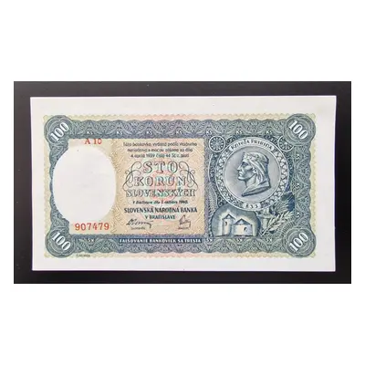 100 Ks 1940 neperforovaná vzácnější série A 10 stav Unc