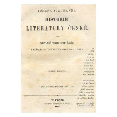 J.jungmann - Historie Literatury České 1849