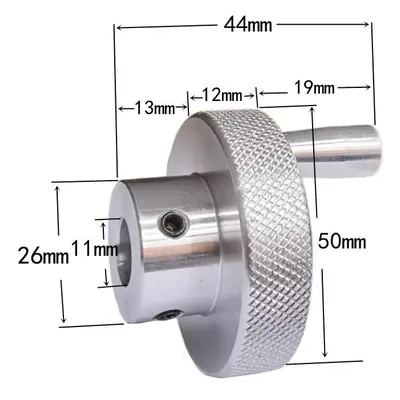 Hliníkové ruční kolečko s rukojetí Pr. 50 mm a otvory.