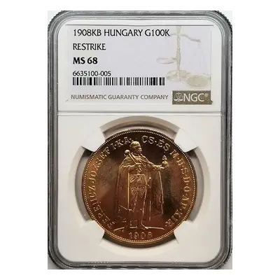 100 Koruna 1908 K.b. Artex Novoražba z roku 1974 Ngc Ms 68 - Top Stav