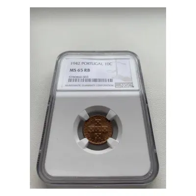 Mince Portugalsko 1942 10 Centavos - Ngc Ms 65 Top