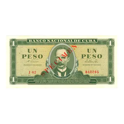 Cuba Banco Nacional 1 peso Specimen 1964