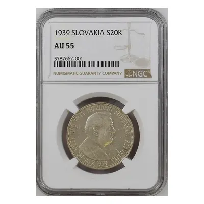 20 Koruna Slovensko Josef Tiso 1939 Ngc Au 55 31mm 15g Ag 500/1000