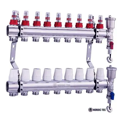 Rozdělovač podlahového topení ústředního vytápění Nordic Tec 9 okruhů