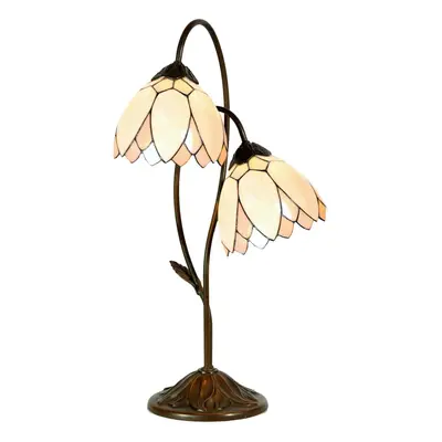 Romantická Lampa Jasmínové Květy Tiffany Slonovinová Vitráž 65CM