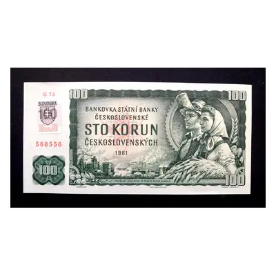 100 korun 1961 slovensky kolek vzacna serie G 73 v Unc