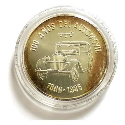 Stříbrných 5 Pesos 100. výročí automobilu 1986 Kuba