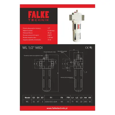 Odlučovač kondenzátupřimazávač oleje Falke šroubení 1/2