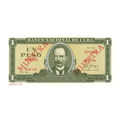 Kuba Banco Nacional 1 peso Specimen 1988