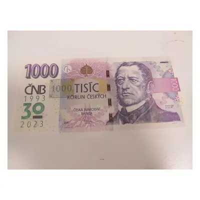 1000 Korun 2023 Unc S Přítiskem Série R86 001513 Hezké číslo Rare