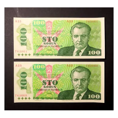 100 korun 1989 postupka 2 ks Top stav Unc