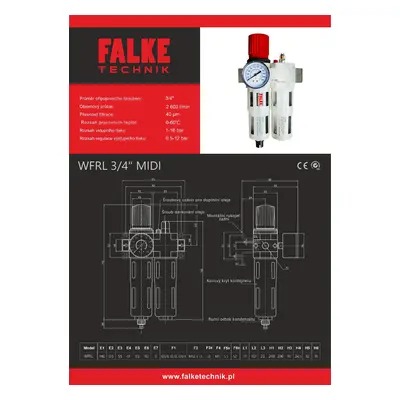 Jednotka pro úpravu stlačeného vzduchu Falke Wfrl midišroubení 3/4
