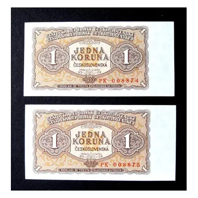 1 koruna 1953 postupka 2 kusy v Unc