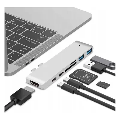 Adaptér Usb Hub čtečka Macbook Pro 7v1 Hdmi typu C