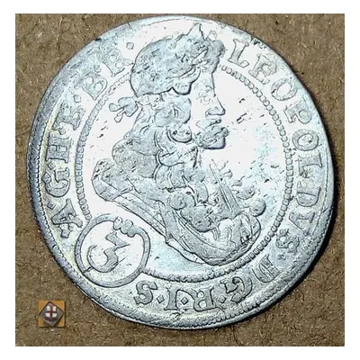 Bohemia Silesia 1697 Cb - 3 Silver Kreuzer (Leopold I Brieg) /XF