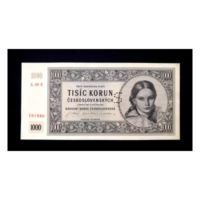 1000 korun 1945 vzacna perforace S serie E 09 ve stavu Unc