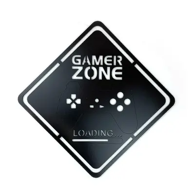 Dřevěná nástěnná dekorace Gamer Zone černé