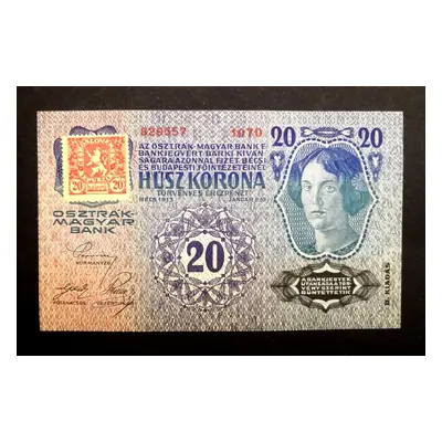 20 korun 1913 zoubkovany kolek Ii. vydani Top stav Unc