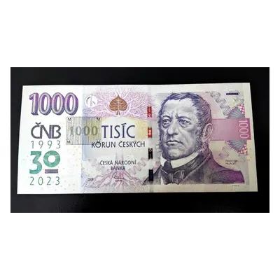 Bankovka 1000 Kč s přítiskem 30 let měn. odluky 2023 Unc (R74 001183)