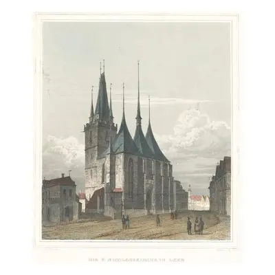 Louny sv. Mikuláše Lange kolor. oceloryt 1842