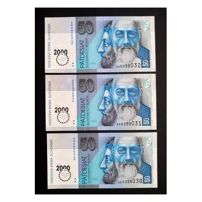 50 korun 1993 s pretiskem Bimilenium postupka 3 kusy v Unc