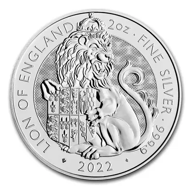 stříbrná mince Tudor Beasts - Lion of England 2 oz v kapsli r. 2022