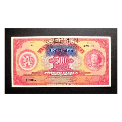 500 korun 1929 perforovana serie E pretisk Ss stredovy prehyb