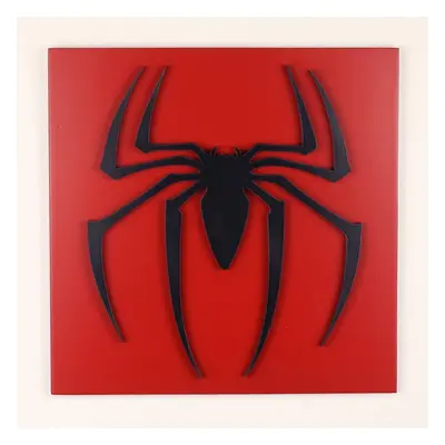 3D dřevěná dekorace znak Spiderman 30 x 30 cm