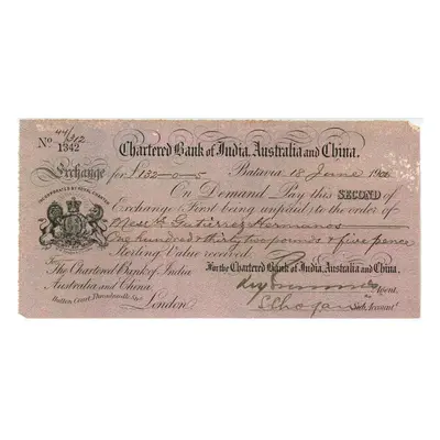 Chartered Bank of India Australia and China Směnka na 1320.5 Batavia